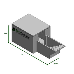 Piwnica betonowa płaska z przedsionkiem otwartym i schodami 350 × 240 × 215 cm